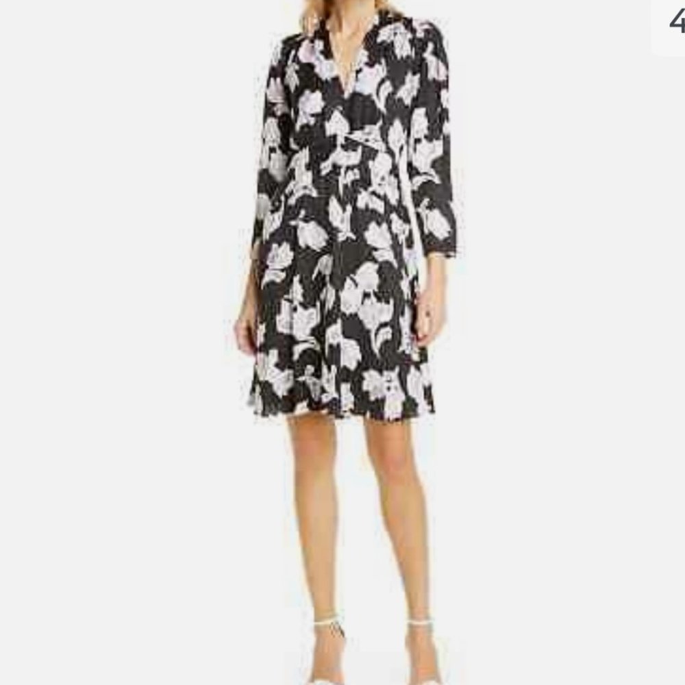 Rebecca Taylor Black Com LS BLSM VNK  52% Silk Dress